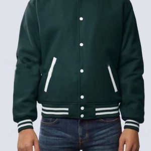 Forest Green Wool Varsity Jacket