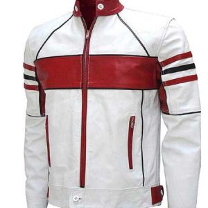 Men’s Red & White Cafe Racer Jacket